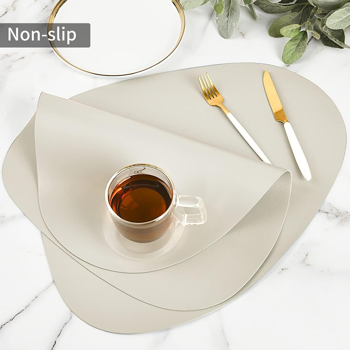 Punkspace Juego de 6 manteles individuales de piel sintética para mesa de cocina y comedor, lavables, resistentes al calor, fáciles de limpiar, para