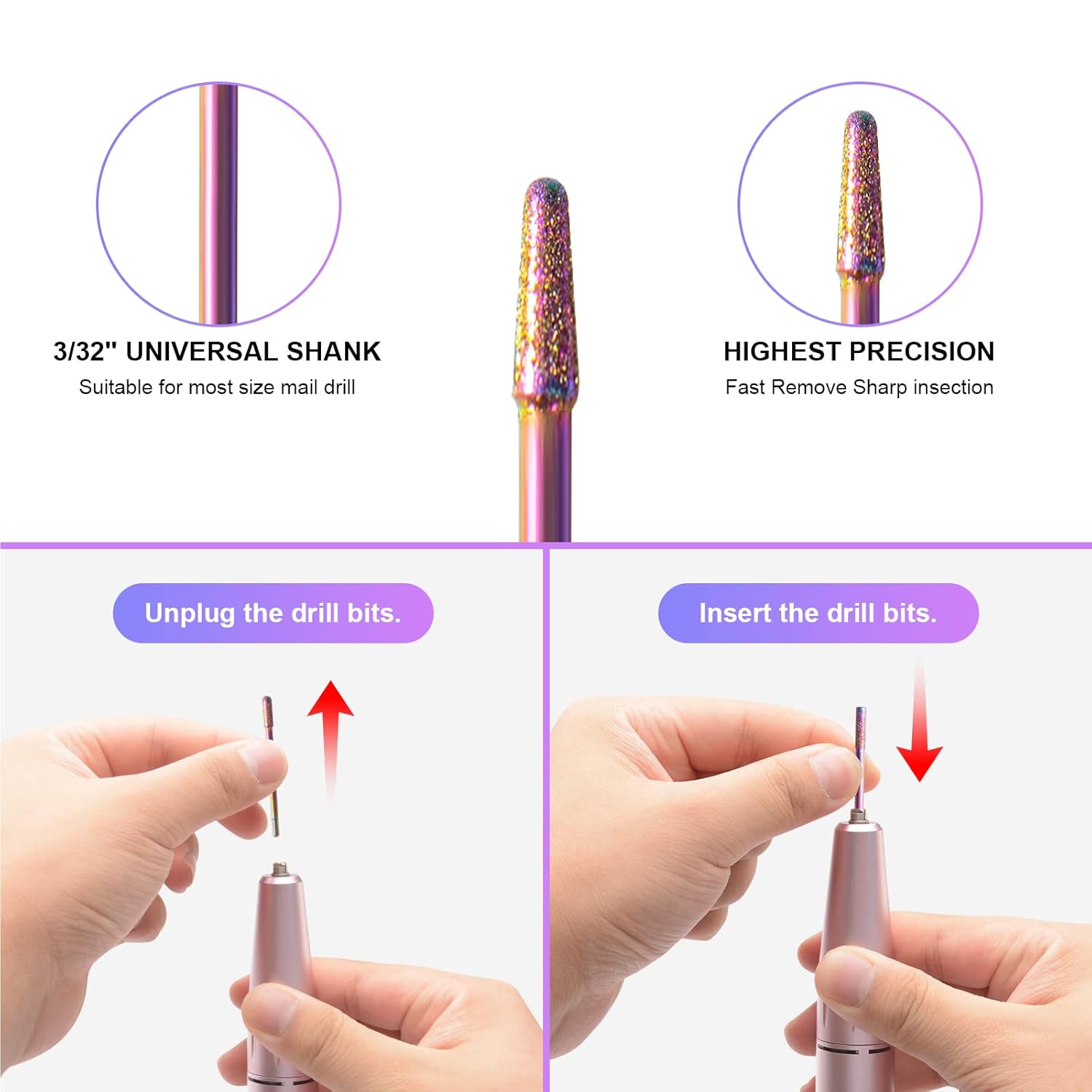 10 brocas de uñas Emery de 332 pulgadas para taladro de uñas (brocas para clavos) para uñas acrílicas, para manicura y pedicura para taladro