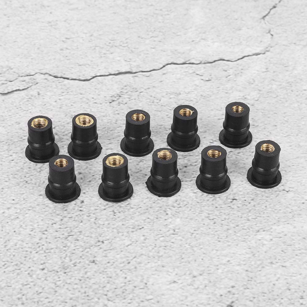 Well Nuts – 10 tuercas de goma M5 de 0.197 in0.2 pulgadas métricas para parabrisas de motocicletas, tuercas de parabrisas para accesorios de