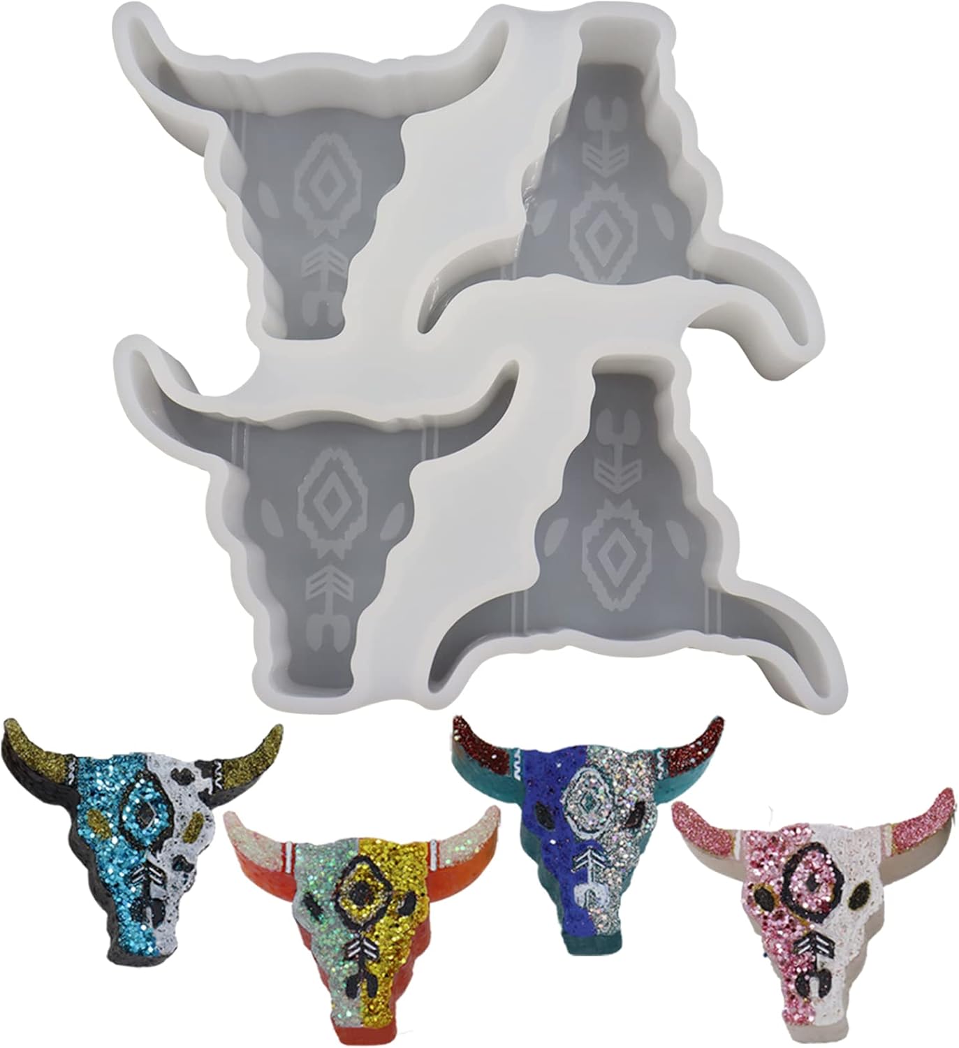 Flythww Moldes de freshie 4 en 1 con diseño de calavera de toro, 4 moldes pequeños para ventilación de automóvil, moldes de silicona para