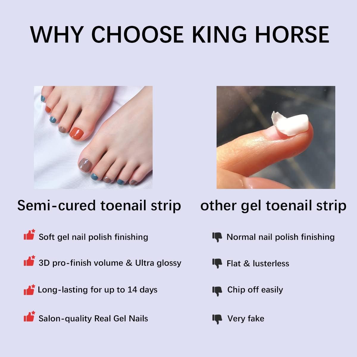 Tiras de gel semicuradas para uñas de los pies, tiras de pedicura de gel semicuradas, calcomanías de gel para pedicura de larga duración,