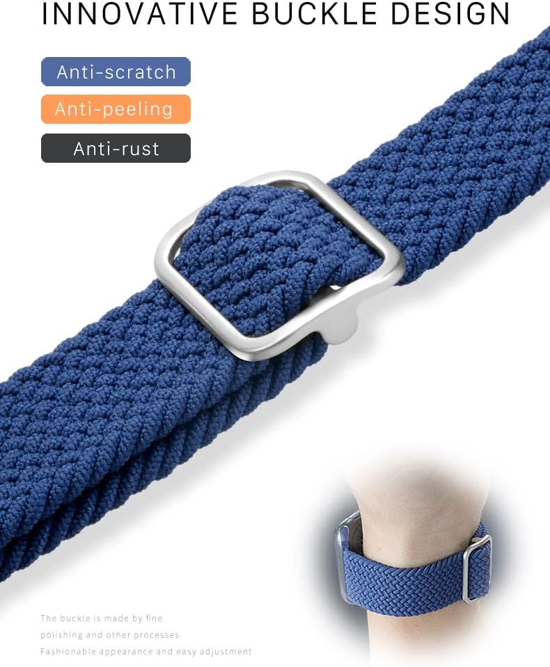 Atenzol – Correas de reloj trenzadas, elásticas Solo Loop compatibles con Apple Watch 76SE54321, con hebilla ajustable, pulsera deportiva elástica
