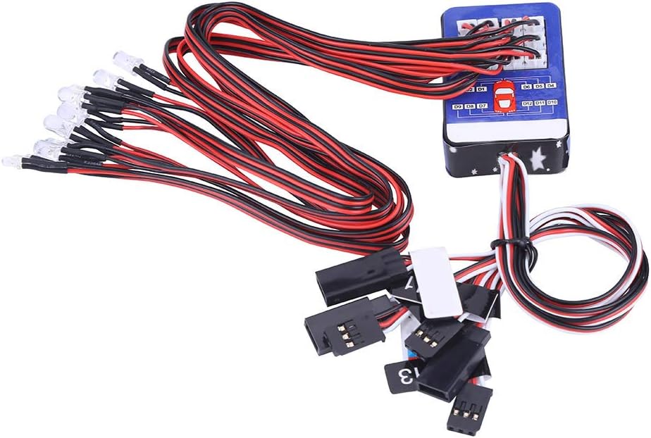 VBESTLIFE Accesorio RC, kit de sistema de iluminación LED de 12 luces intermitentes de simulación para 110 18 RC cochecamiónoruga