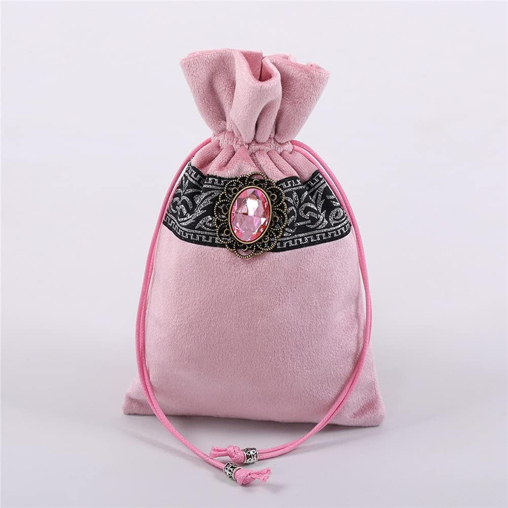 BLESSUME Paño de mesa y bolsa de terciopelo de bruja Altar Tarot Paño cuadrado de adivinación (rosa)