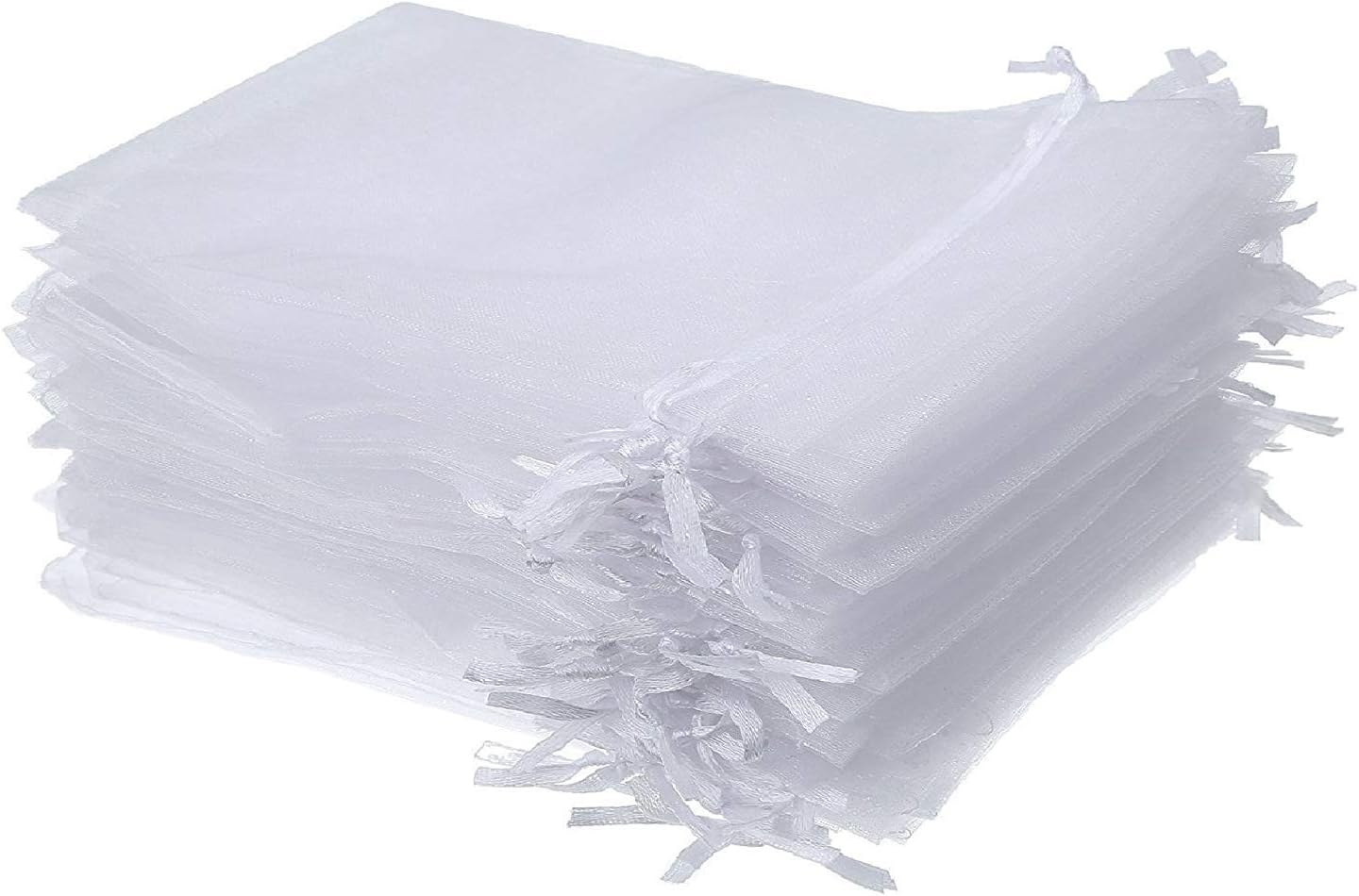 Onwon 100 bolsas de regalo de organza con cordón de 5 x 7 pulgadas, para fiestas, bodas, viajes, joyas, bolsas de dulces, para ducha, color blanco