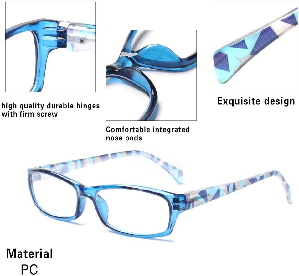 Henotin – Paquete de 5 lentes de lectura con filtro de luz azul, antifatiga visual, lentes de lectura para computadora para mujeres y hombres