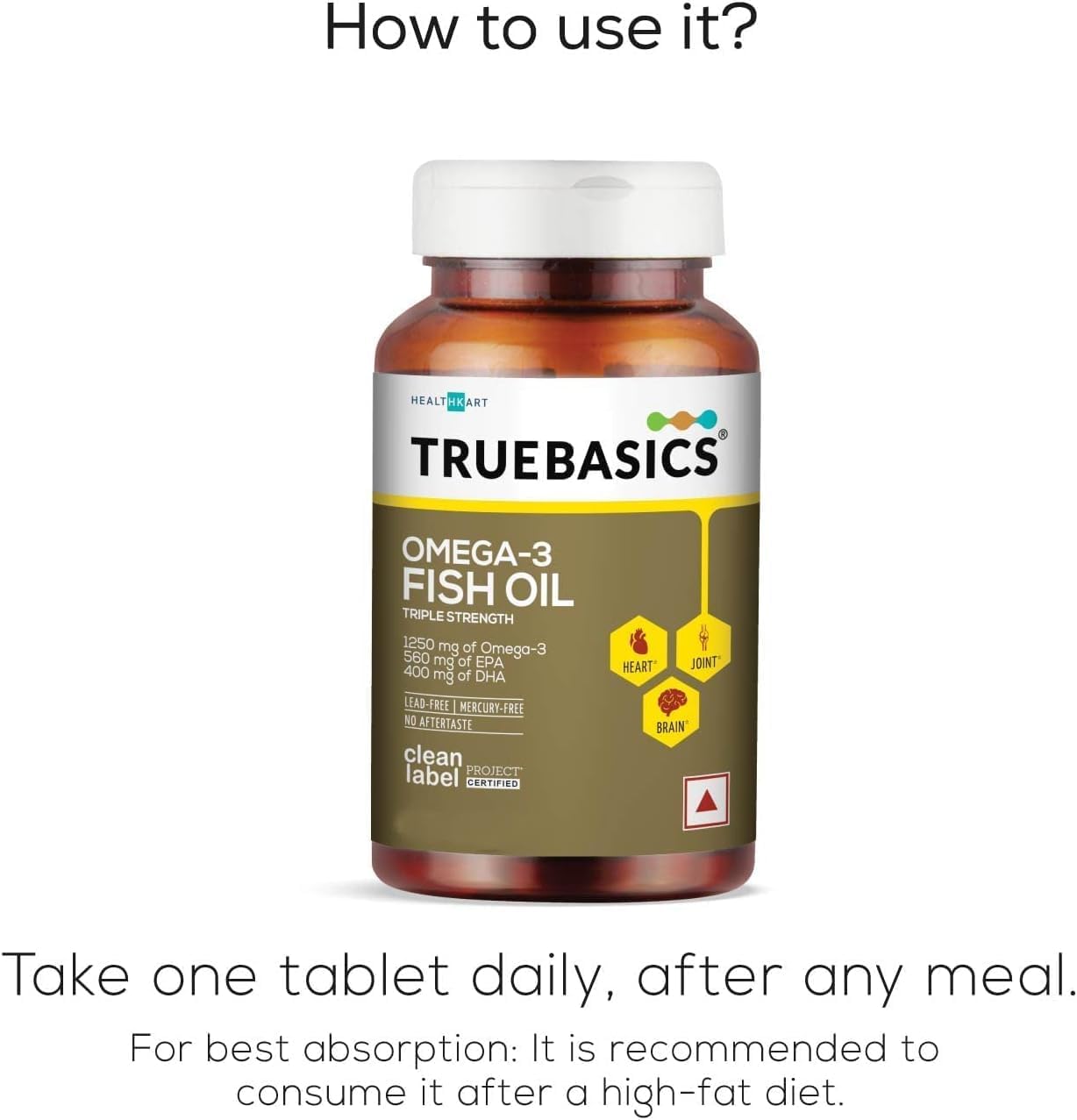 Cápsulas de aceite de pescado True Omega 3 para mujeres y hombres, 60 cápsulas, triple fuerza con 1250 mg de Omega 3, 560 mg de EPA y 400 mg de DHA,