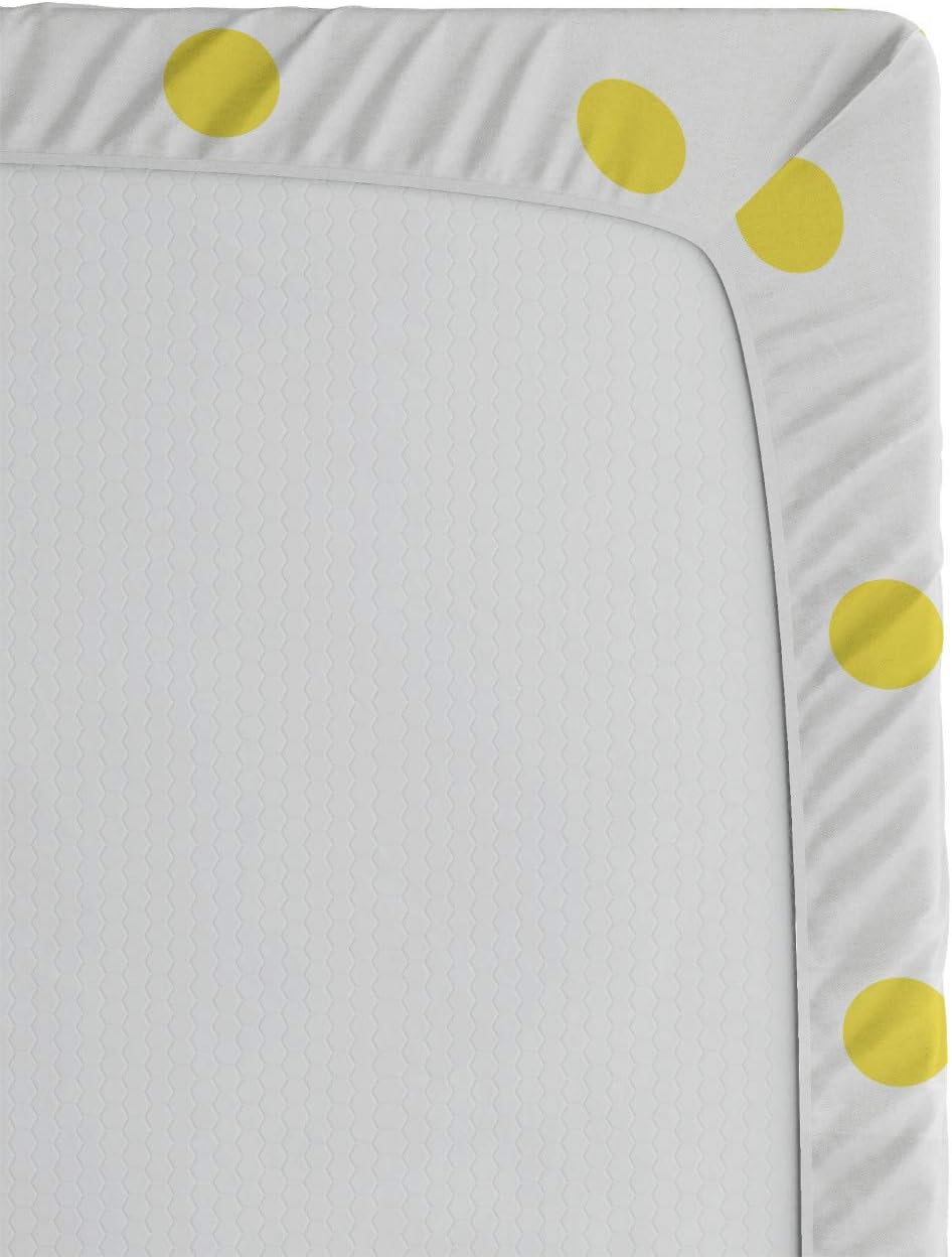 Lunarable Sábana bajera ajustable de lunares, pequeños lunares amarillos retro sobre fondo liso, patrón circular de igual tamaño, ropa de cama de