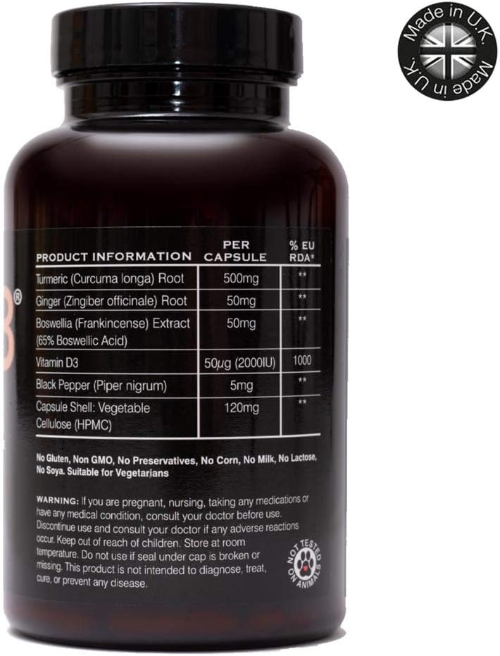 Allevi8 – Medicina ayurvédica, incienso, cúrcuma, jengibre, pimienta negra, vitamina D3. Suministro de 2 meses en una tina. Estas potentes hierbas