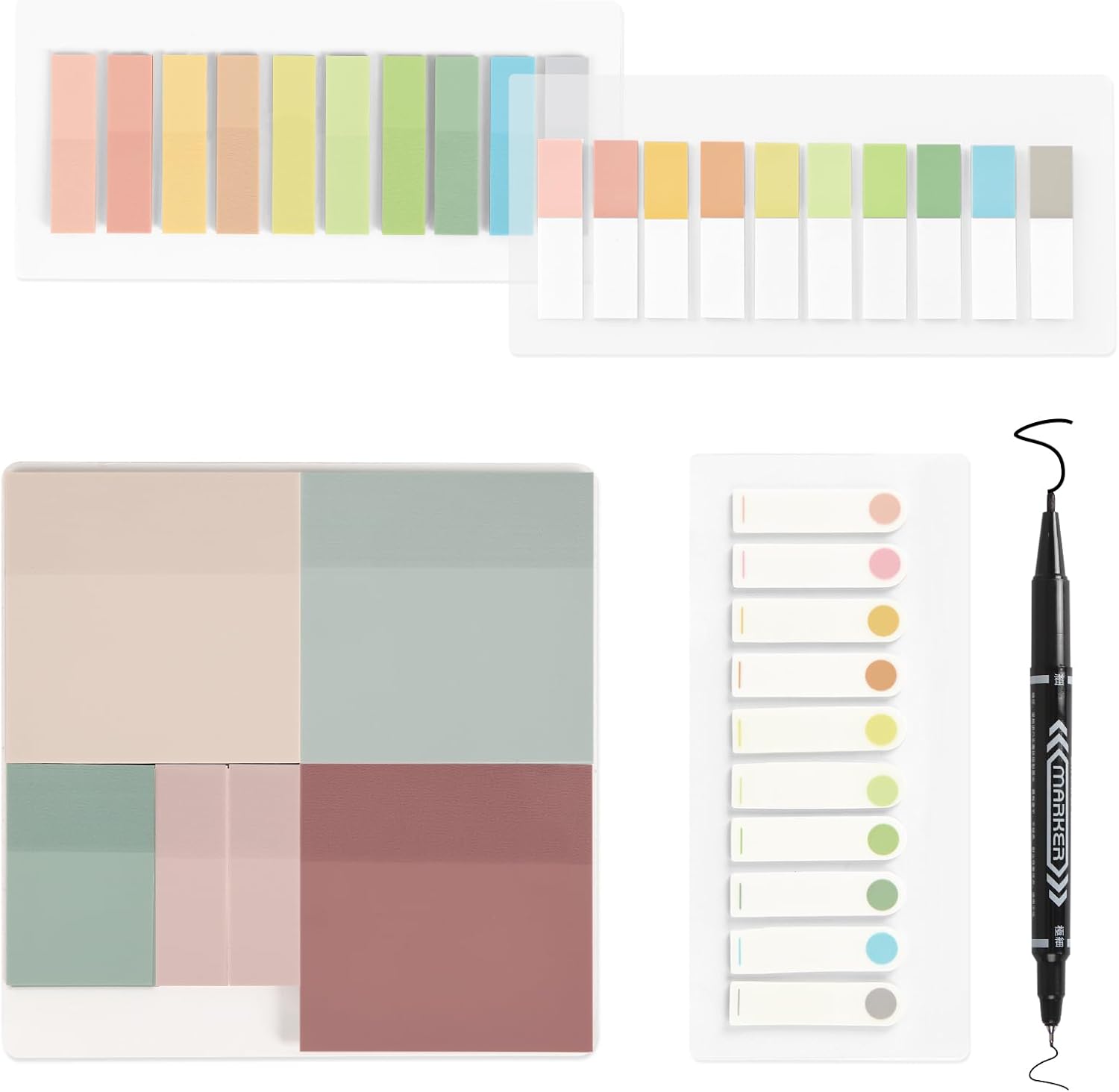 900 hojas de notas adhesivas transparentes de 3 x 3 pulgadas, marcadores de página Morandi pastel para anotar libros, diario bíblico, estética,