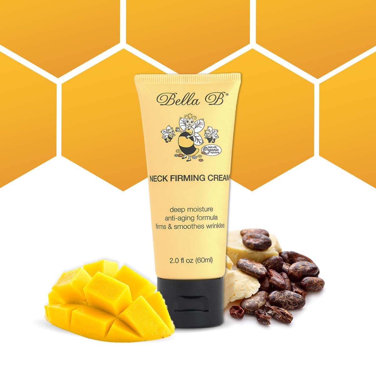 Bella B Crema reafirmante para el cuello de 2.0 onzas, crema para el cuello, crema antiarrugas para mujeres, crema para tensar la piel, reparación