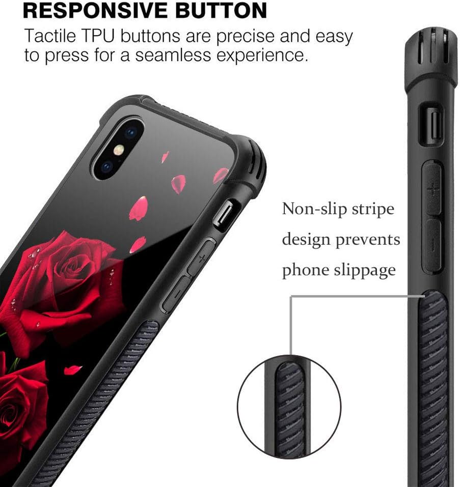 Funda compatible con iPhone XR, funda romántica de pétalos de rosa para iPhone XR, fundas para niñas y mujeres, diseño de patrón para iPhone XR