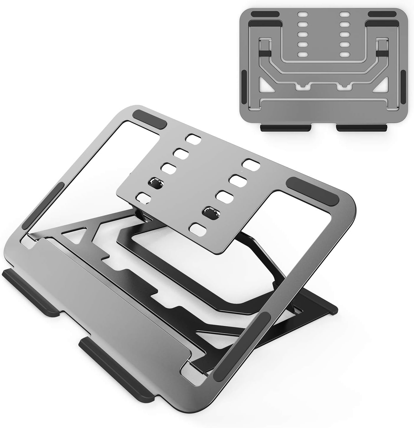 VAWcornic Soporte para computadora portátil para escritorio, soporte ajustable de aluminio para laptop, elevador de computadora plegable ventilado,