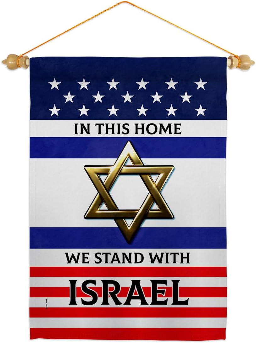 We Stand with Israel Flag – Juego de clavijas de madera para decoración del hogar, pancarta, poste para habitación, pequeño para colgar en