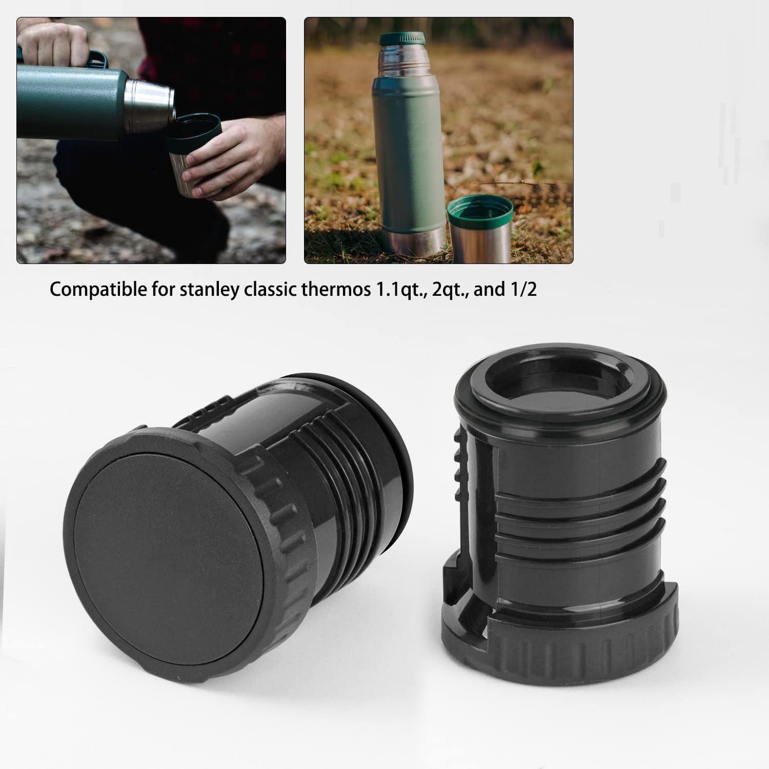 Tapón de repuesto para termo, 1 paquete de tapón de prevención de fugas de agua negra para botella de vacío Stanley Classic de acero inoxidable (1.1