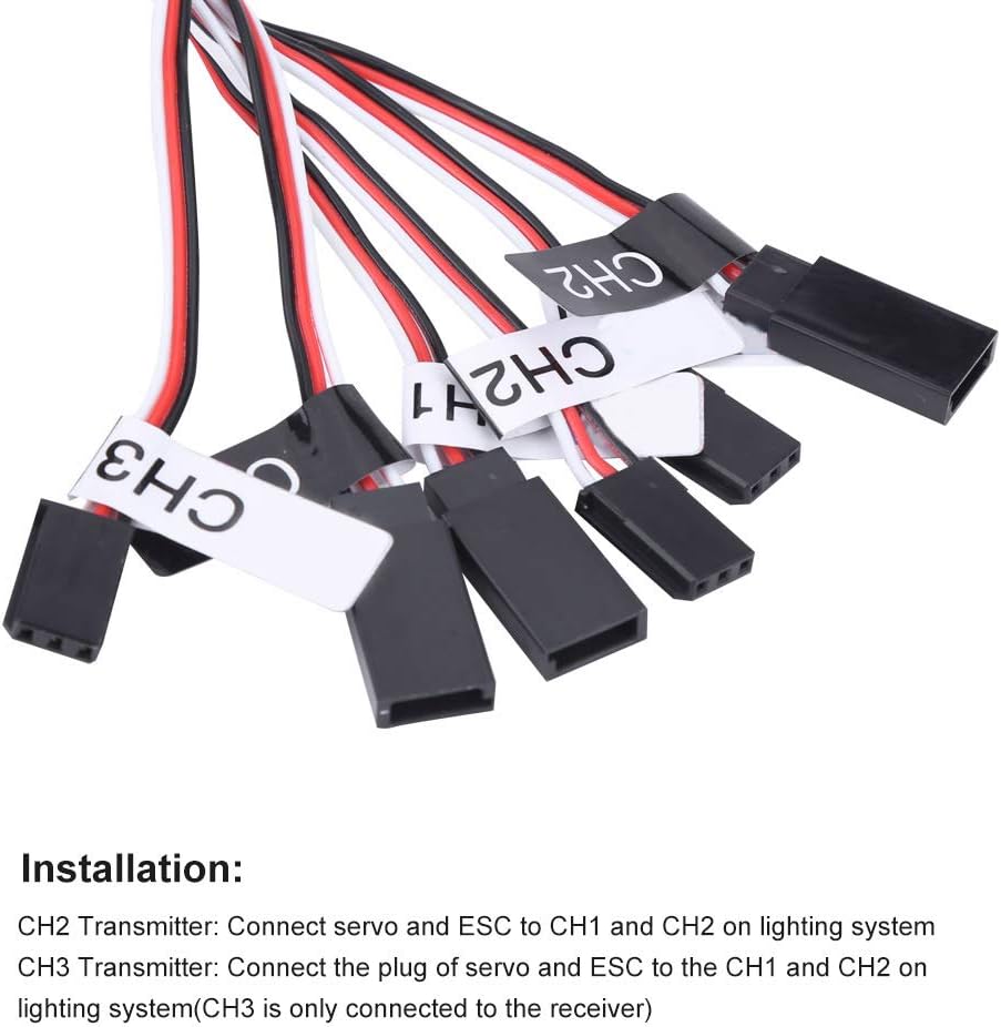 VBESTLIFE Accesorio RC, kit de sistema de iluminación LED de 12 luces intermitentes de simulación para 110 18 RC cochecamiónoruga