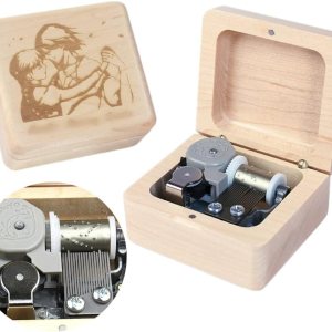 Caja musical con mecanismo tallado de madera vintage, caja de música de cuerda para regalo para Navidad, caja de música de Navidad (caja de madera Caja musical con mecanismo tallado de madera vintage, caja de música de cuerda para regalo para Navidad, caja de música de Navidad (caja de madera