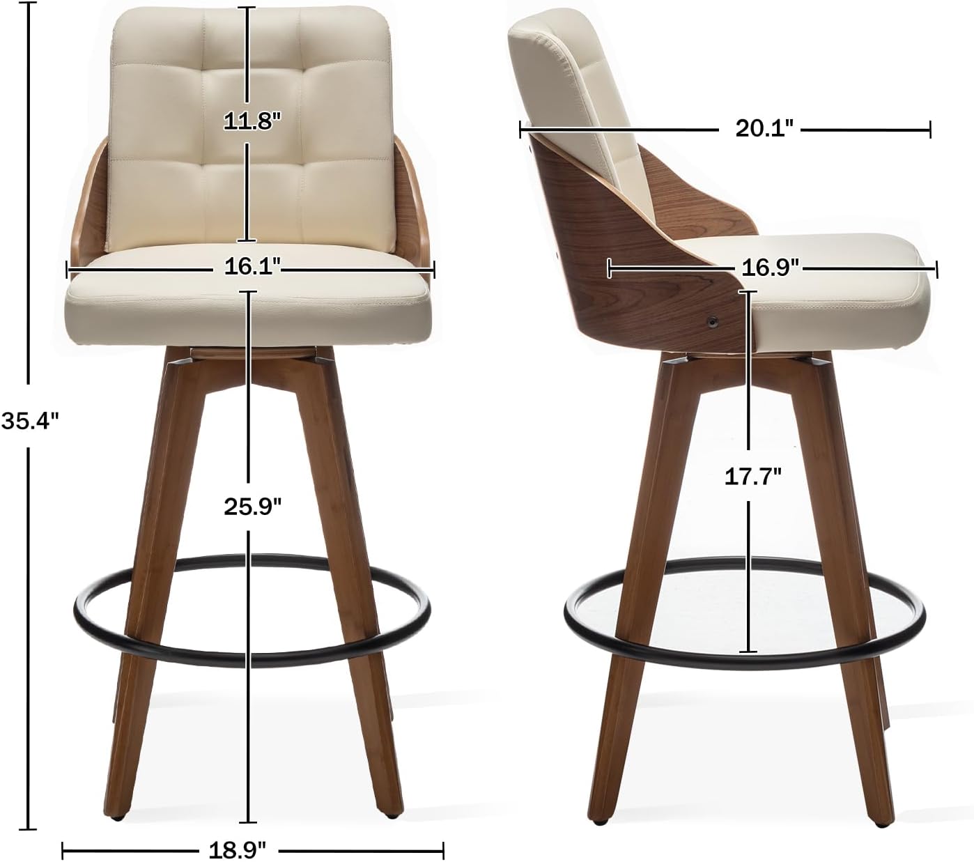 AQG Taburete de mostrador, taburete de bar tapizado giratorio gratuito 360 de 26 pulgadas con taburetes de bar giratorios de altura de mostrador