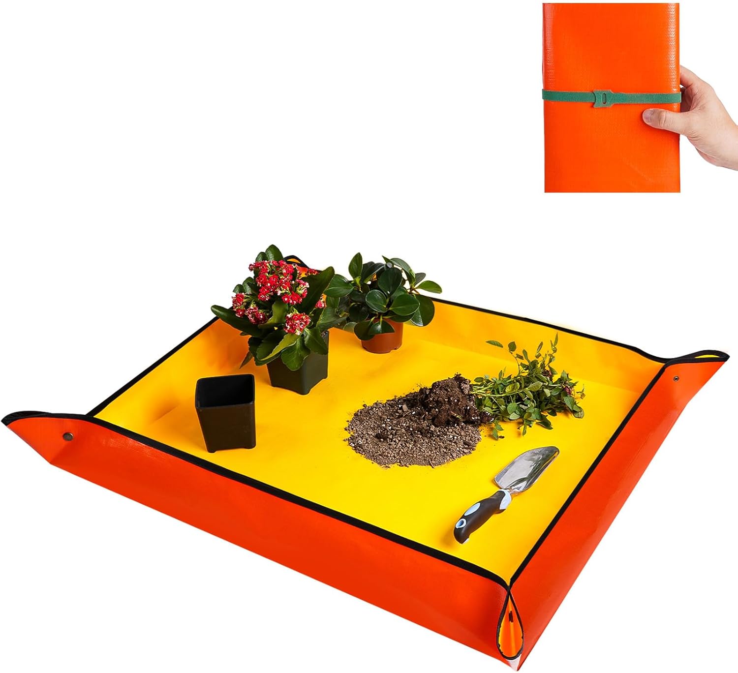 Tapete grande para macetas para trasplante de plantas de casa y control de mezcla de suelo, impermeable, bandeja de trasplante de plantas,