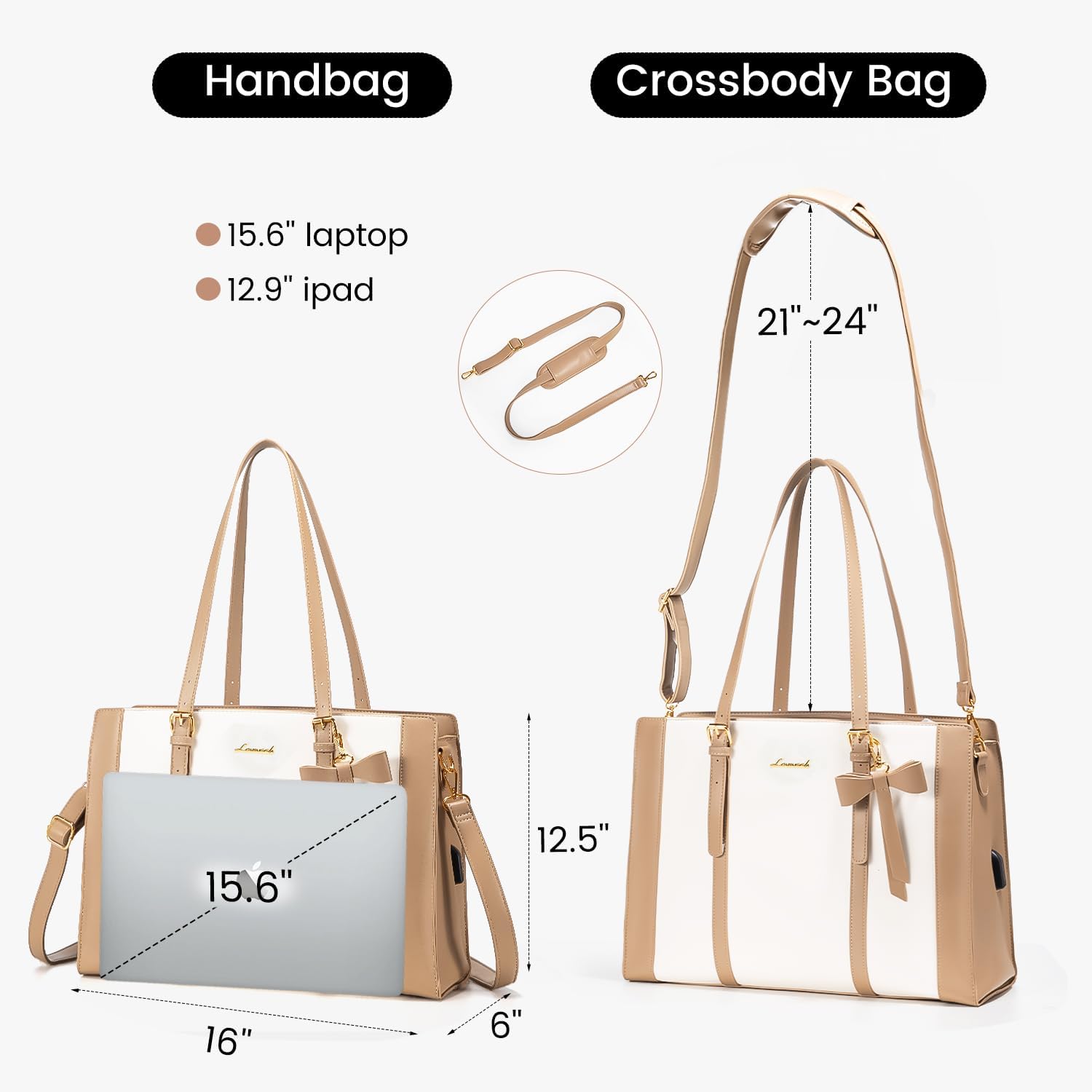 LOVEVOOK Bolsa para laptop para mujer, bolsa de trabajo de gran capacidad, bolsa de hombro de moda con bolso de mano, maletín de negocios de