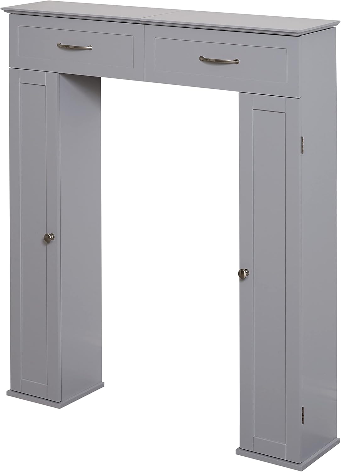 Zenna Home Gabinete de consola de almacenamiento con tapa elevadora, ahorro de espacio para baño, color gris