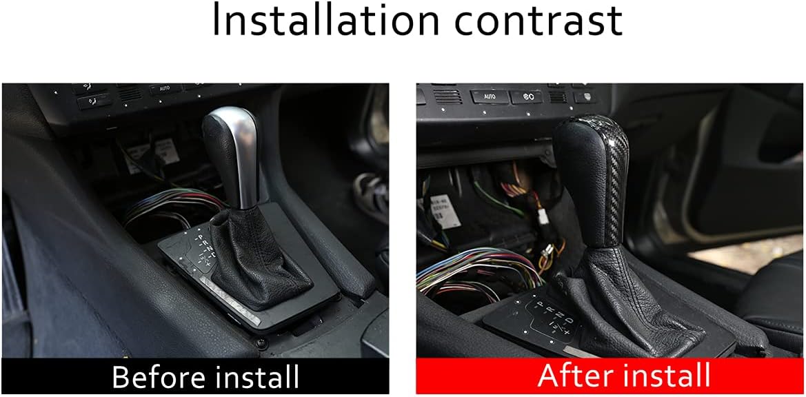 YIWANG Cubierta de la cabeza de la perilla de palanca de cambios de fibra de carbono 100% real para BMW E39 E60 E61 E83 E53 E46 Accesorios de coche