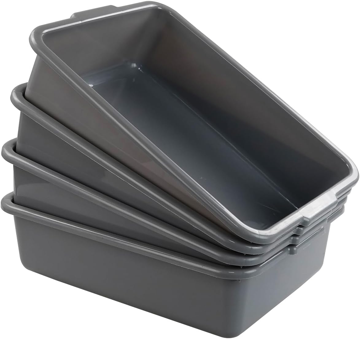 4 paquetes caja de autobús comercial gris de 13 litros, tina de autobús utilitaria plástica