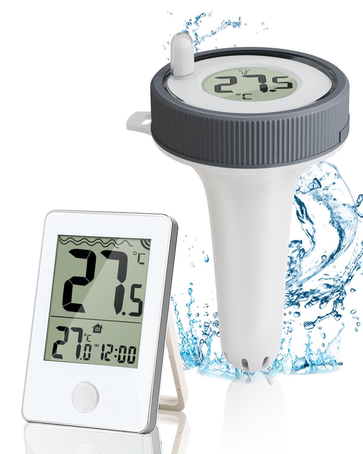 Termómetro digital para piscina al aire libreinterior, inalámbrico, flotante, fácil lectura, IP67, impermeable, con monitor de temperatura para