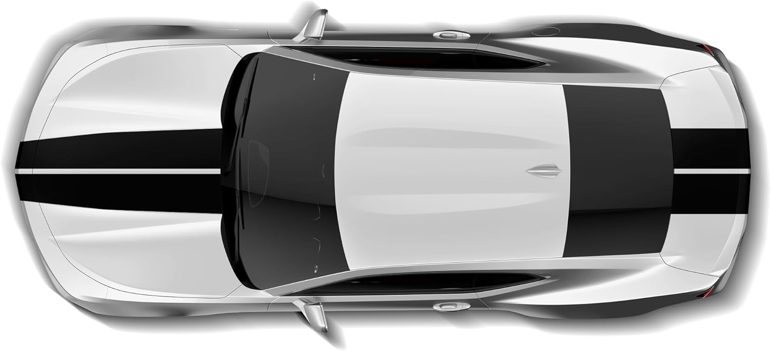Calcomanías de rayas deportivas dobles compatibles con Chevrolet Camaro 2016 (negro)