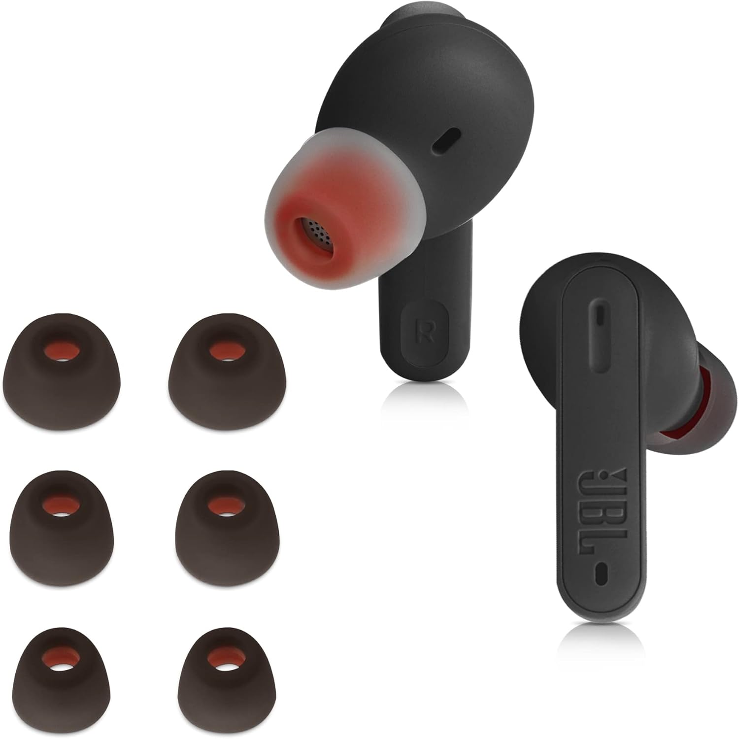 kwmobile 6 almohadillas de repuesto compatibles con JBL Tune 230 NC TWS  T230NC – Puntas de silicona para auriculares, color negro
