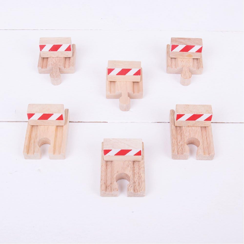 Bigjigs Rail Buffers de madera (paquete de 6) – Otras marcas principales de rieles de madera son compatibles