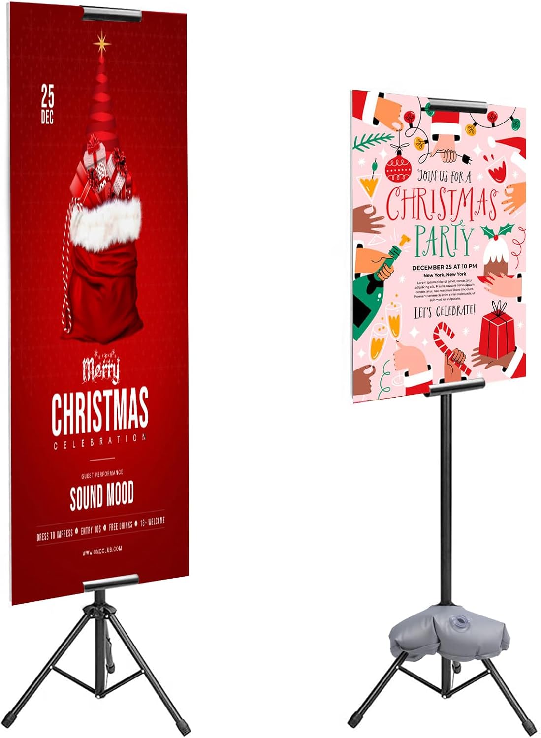 Rdiorry Soporte de letrero para exhibición – Soporte retráctil ajustable para póster – Soporte de banner de doble cara trípode para centro