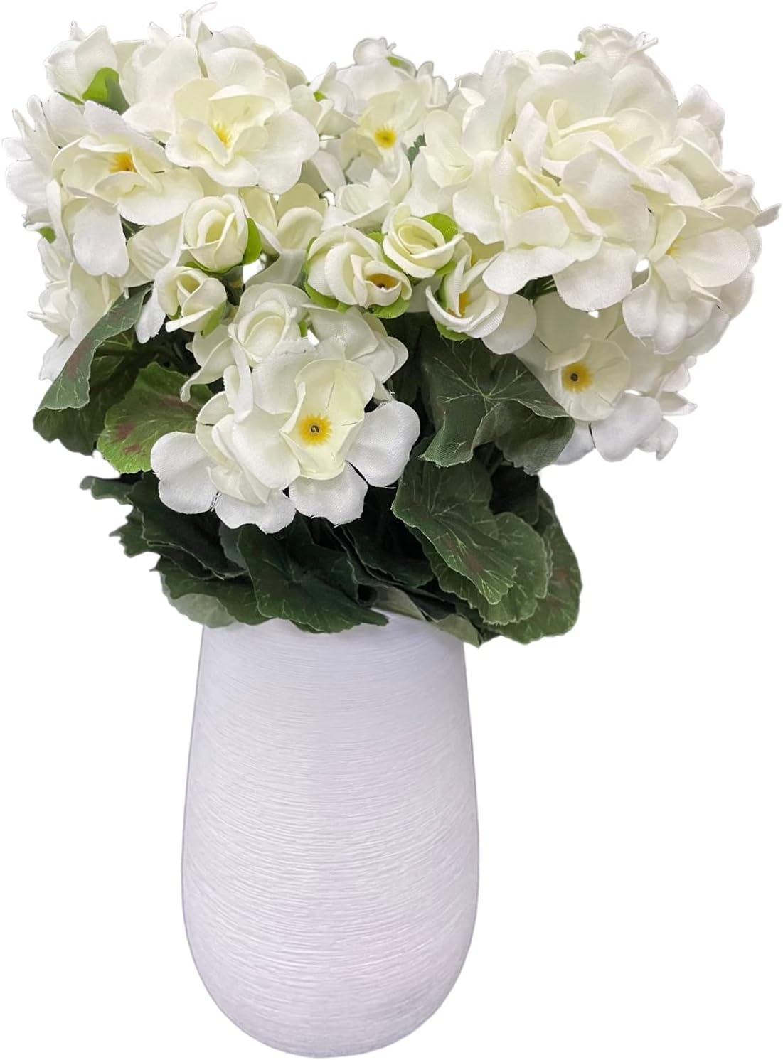 Arbusto de geranio artificial, begonia, planta de seda falsa para macetas de exteriores, jardín, decoración del hogar (3, blanco)