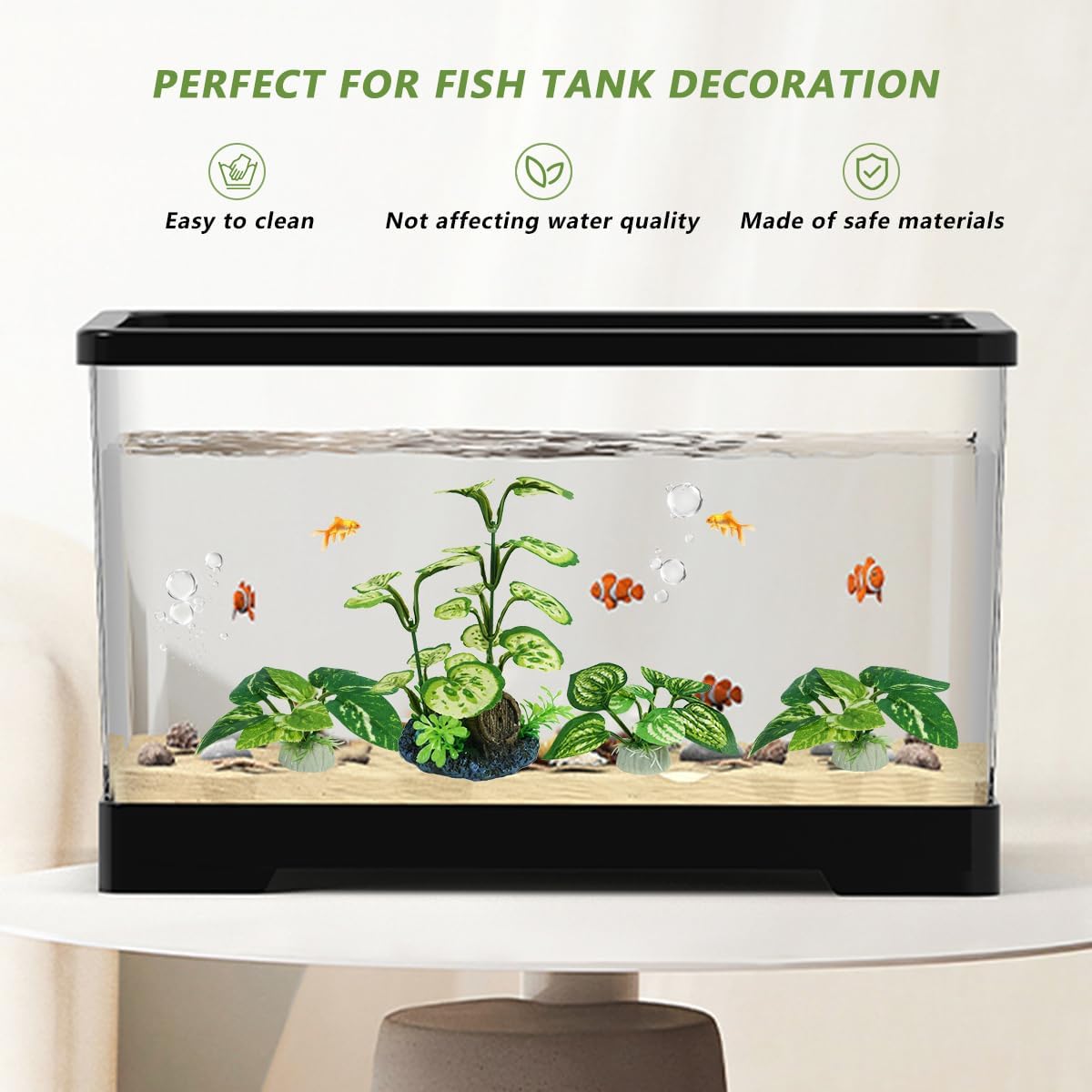 GKPONSX Plantas artificiales de acuario, 4 piezas de decoración de pecera, juego de plantas de seda de plástico para peceras Betta (hierbas verdes,