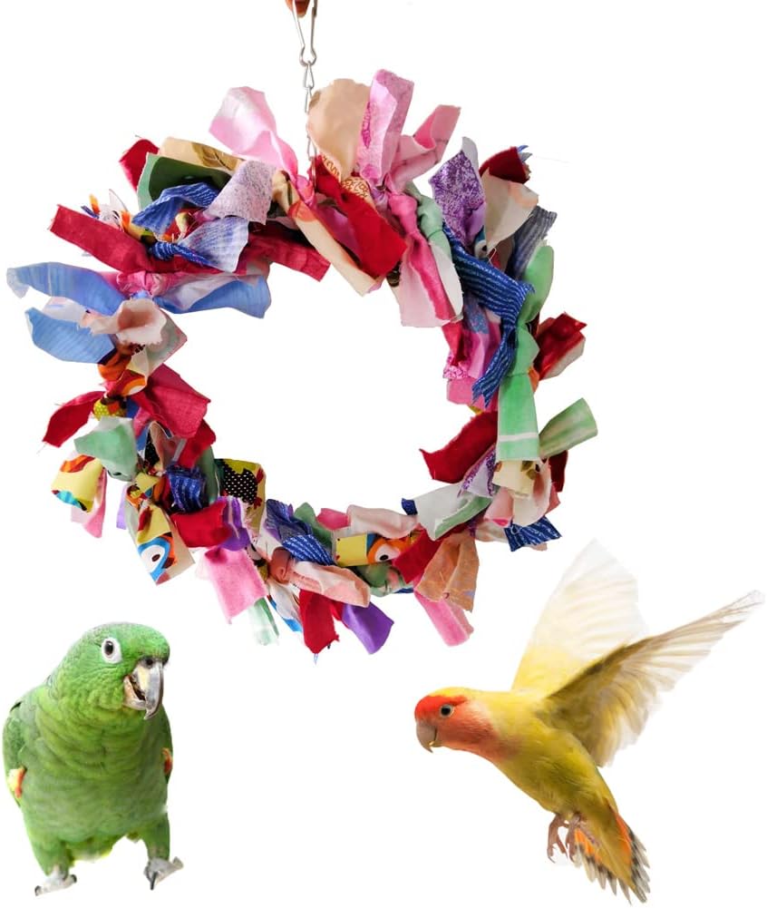 Litewoo Colgante de juguete de loro con forma de guirnalda para masticar, bellamente decorado para pájaros, periquitos, cacatúas, guacamayos