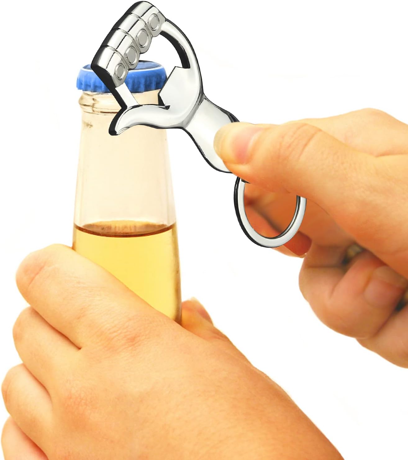 Soporte de corcho de vino en forma de P Cerveza Refrescos Bebidas Abrebotellas Restaurantes Regalos divertidos (Plata, Talla única)