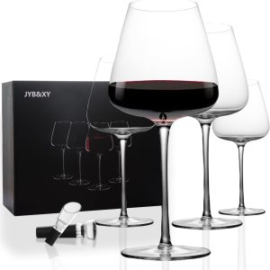 Copas de vino tinto de 21 onzas sopladas a mano de cristal blanco cuadrado de alta calidad, juego de 4 copas de vino grandes únicas de tallo largo Copas de vino tinto de 21 onzas sopladas a mano de cristal blanco cuadrado de alta calidad, juego de 4 copas de vino grandes únicas de tallo largo