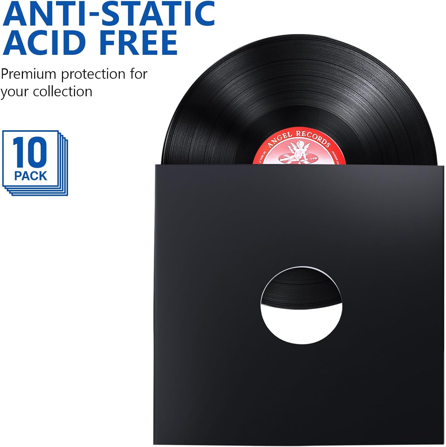 Fundas de papel de estraza para discos de vinilo, 10 unidades, fundas de papel kraft para discos de vinilo LP, fundas de cartón con agujero central,