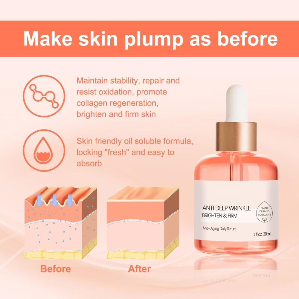 Suero antienvejecimiento de rosas, aceite facial de escualano a base de plantas, aceite facial para iluminar, hidratar, reafirmar y revelar una piel