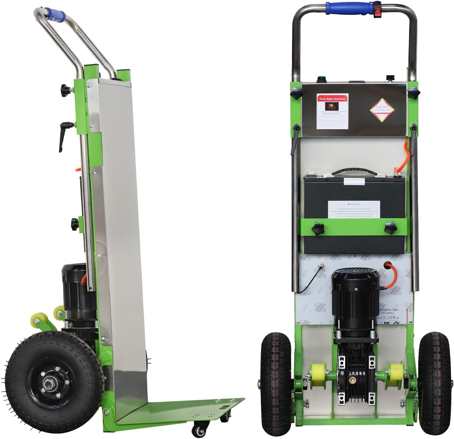 Carrito de mano eléctrico para escaleras, 20 Ah, para mover, capacidad máxima de 880 libras, resistente, escalador de escaleras con mango plegable y