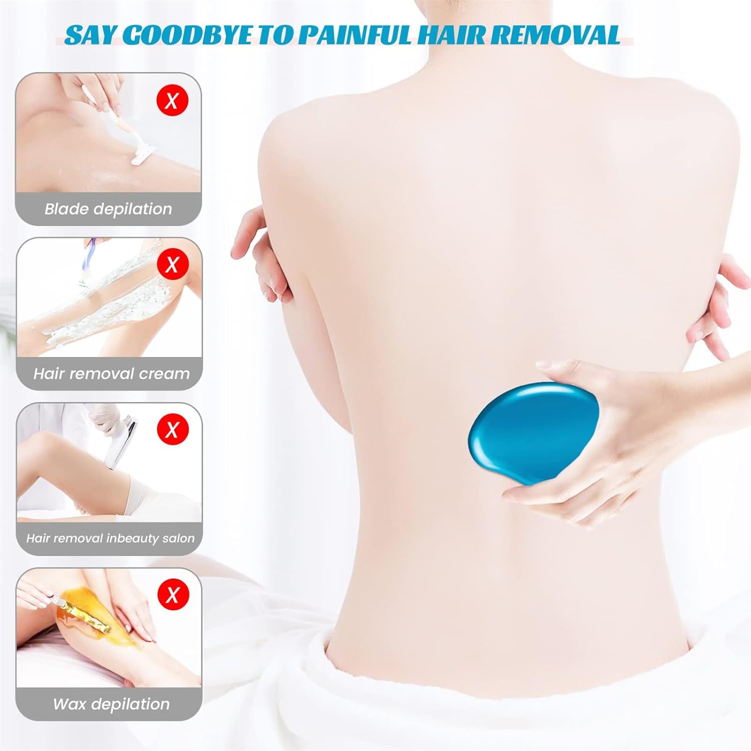 Asokeyer 2 borradores de pelo de cristal para mujeres y hombres, 2023 nuevo borrador mágico de cabello, depiladora suave portátil, herramienta