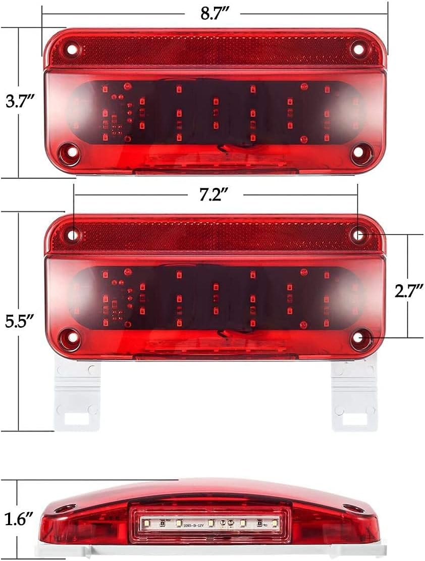Partsam Kit de luces traseras de remolque para caravana, 5 luces LED ámbar de doble diana + 2 luces traseras LED rojas de freno con luz de licencia