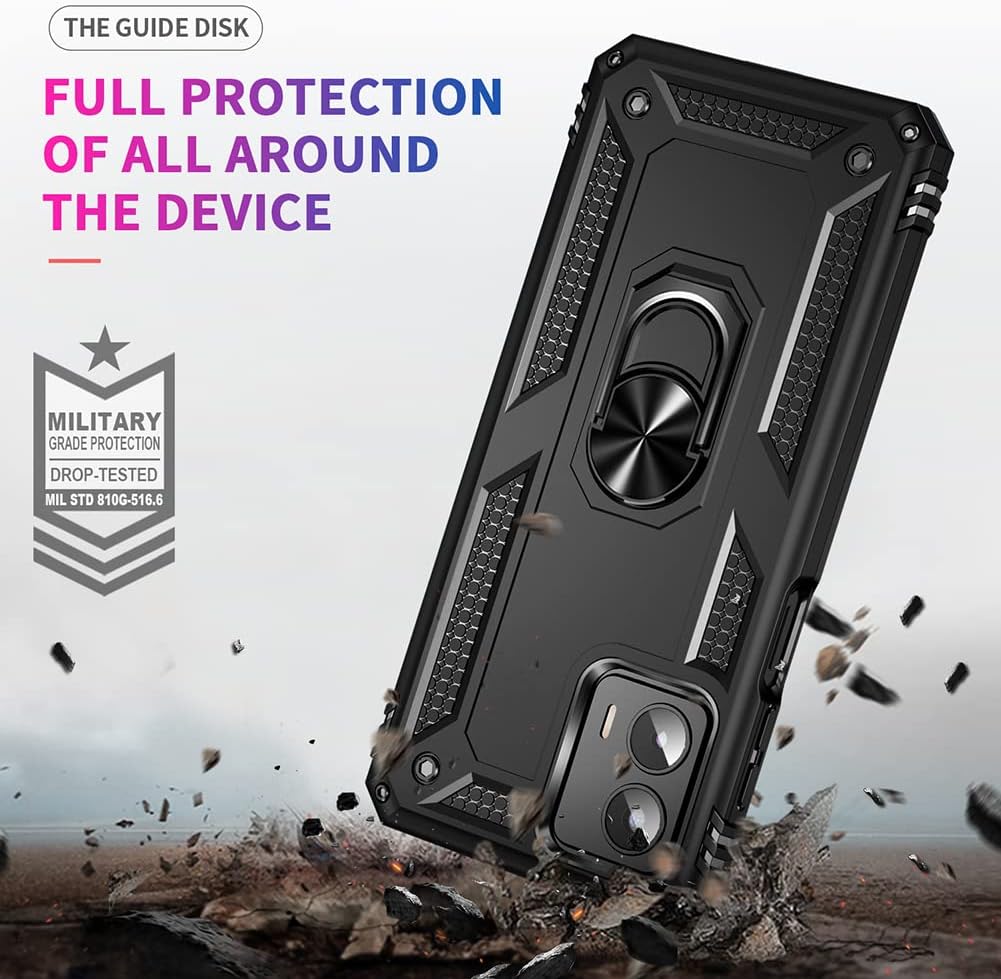 Androgate Funda para Moto G 5G 2023 con protector de pantalla HD, soporte de metal de grado militar, prueba de caídas de 15 pies, a prueba de