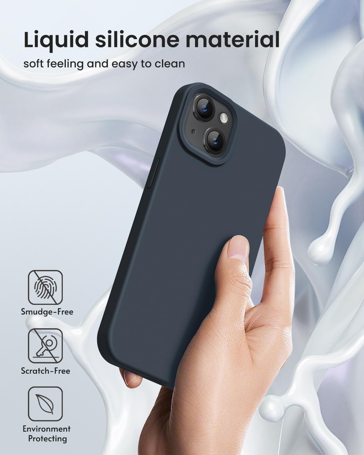 Funda diseñada para iPhone 15, funda de silicona protección contra caídas de grado militar forro de microfibra antiarañazos funda de silicona ultra