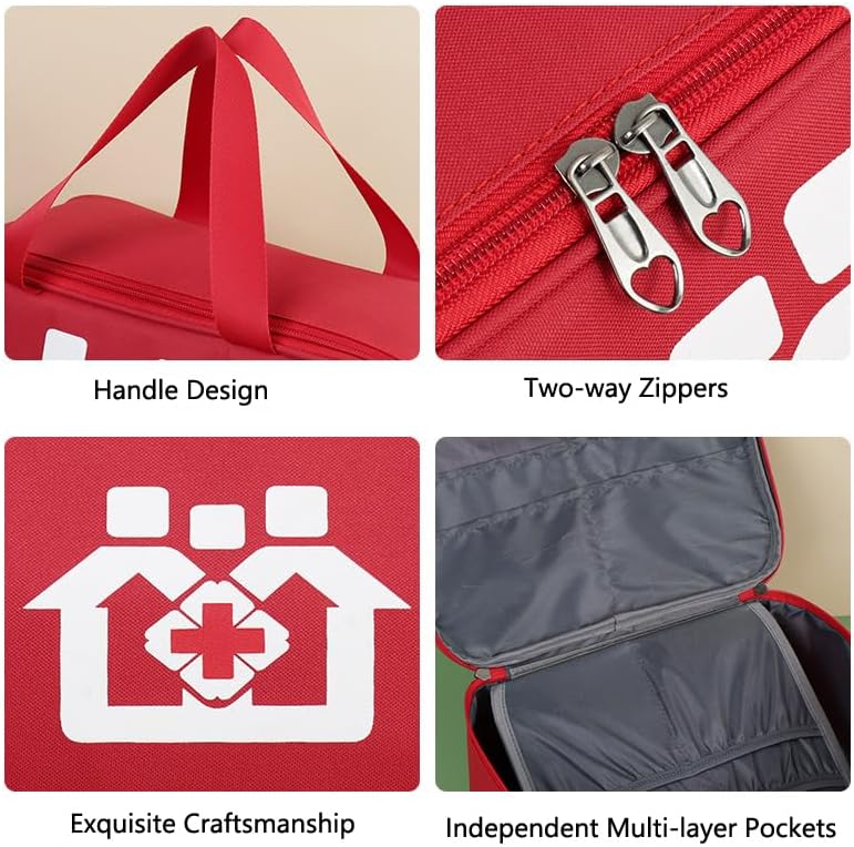 Bolsa organizadora de suministros médicos rojos, bolsa vacía para botiquín de primeros auxilios, bolsa de medicina de viaje para automóvil, hogar,