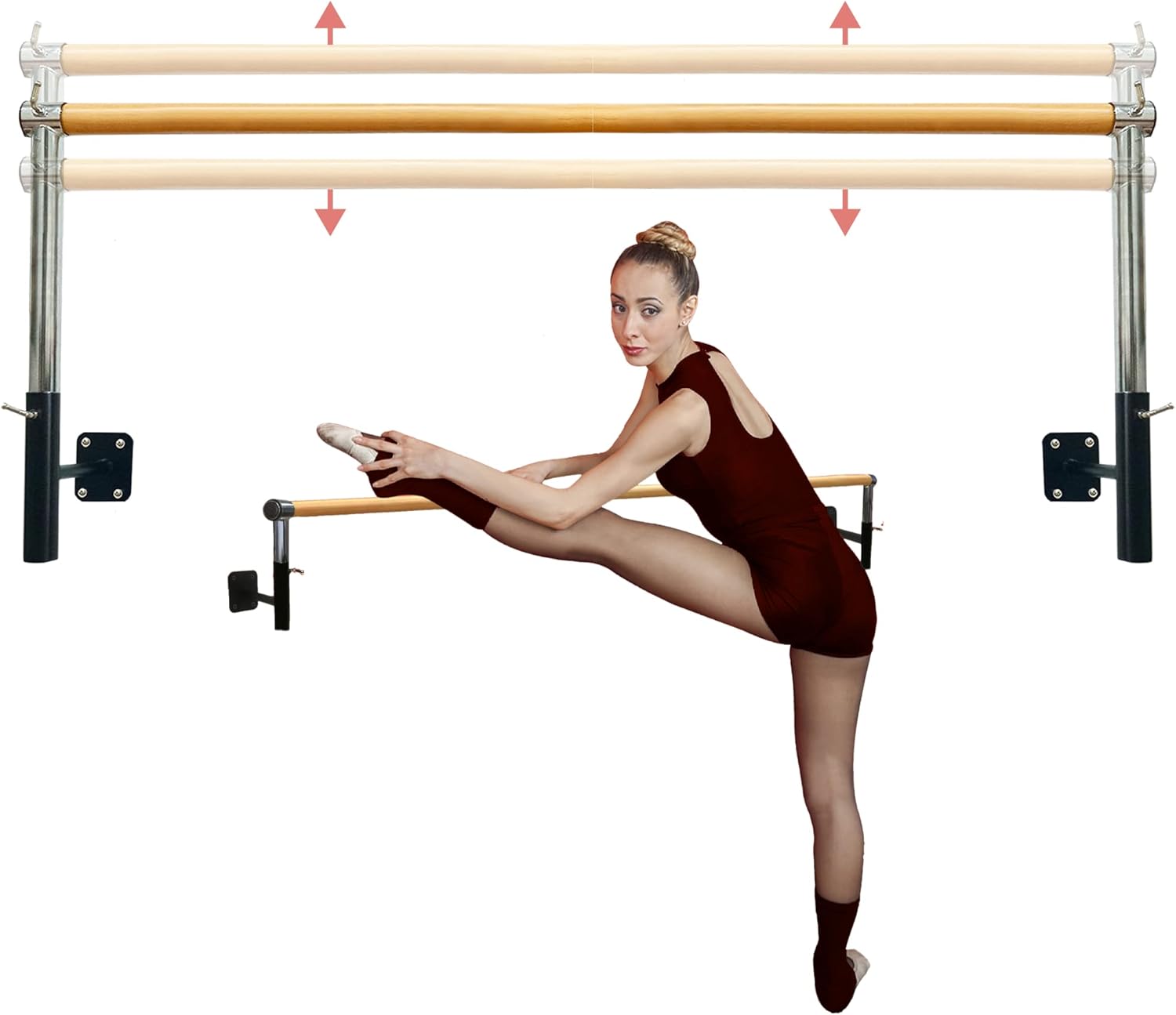 Barra de ballet montada en la pared para entrenamiento de baile en casa o estudio, yoga, estiramiento y pilates, postura para niños y adultos, ideal