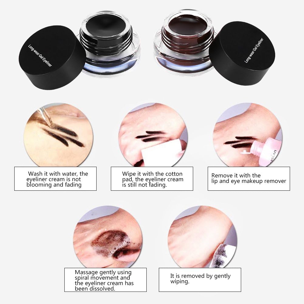 LJXWRF Delineador de ojos impermeable de doble color, paquete de 2 botellas, 2 en 1, delineador de ojos impermeable de doble color, delineador de
