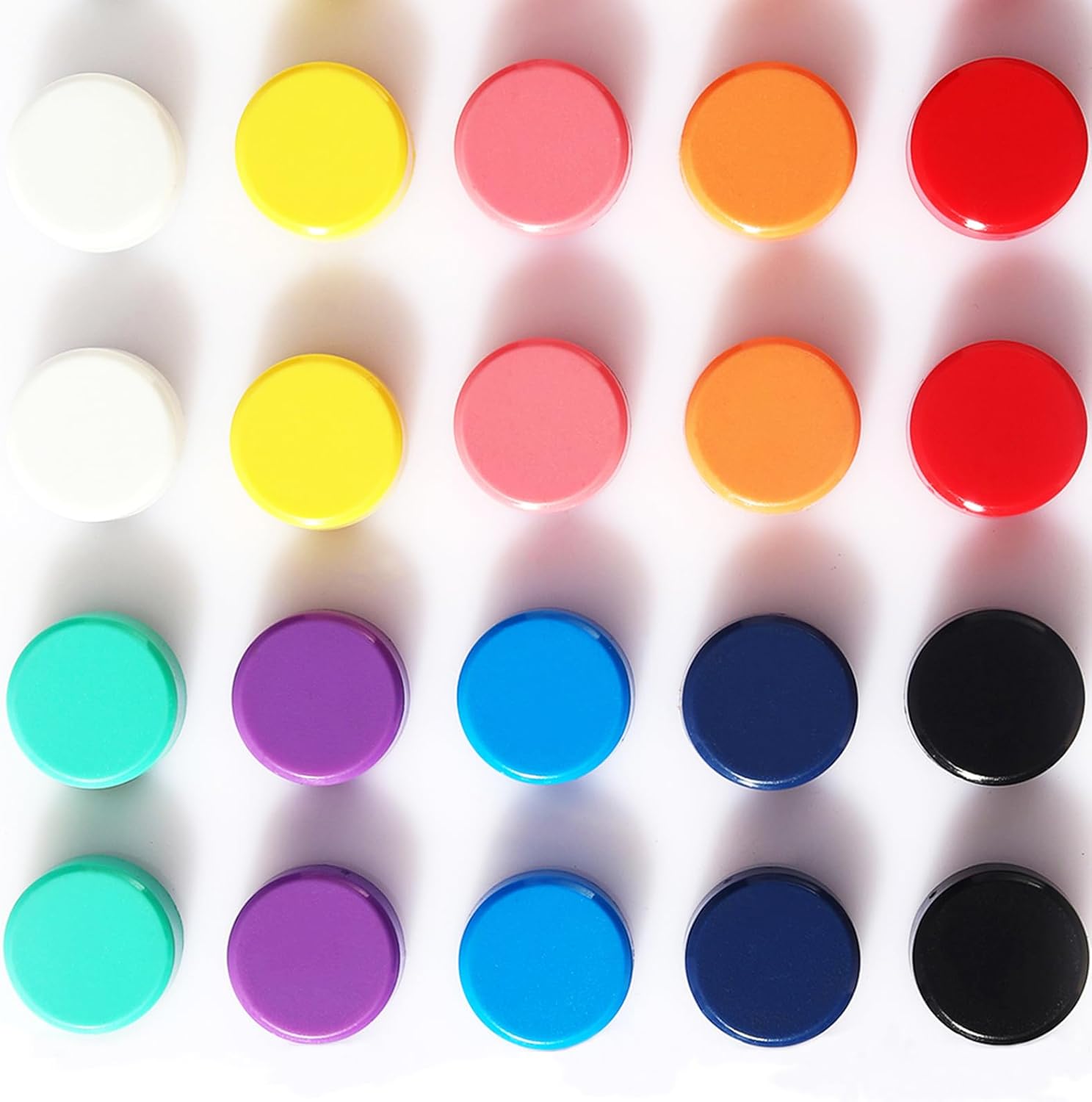 PYJLBX Imanes para nevera, paquete de 20 imanes de 10 colores para refrigerador, imanes coloridos para taquilla, redondos, lindos imanes para
