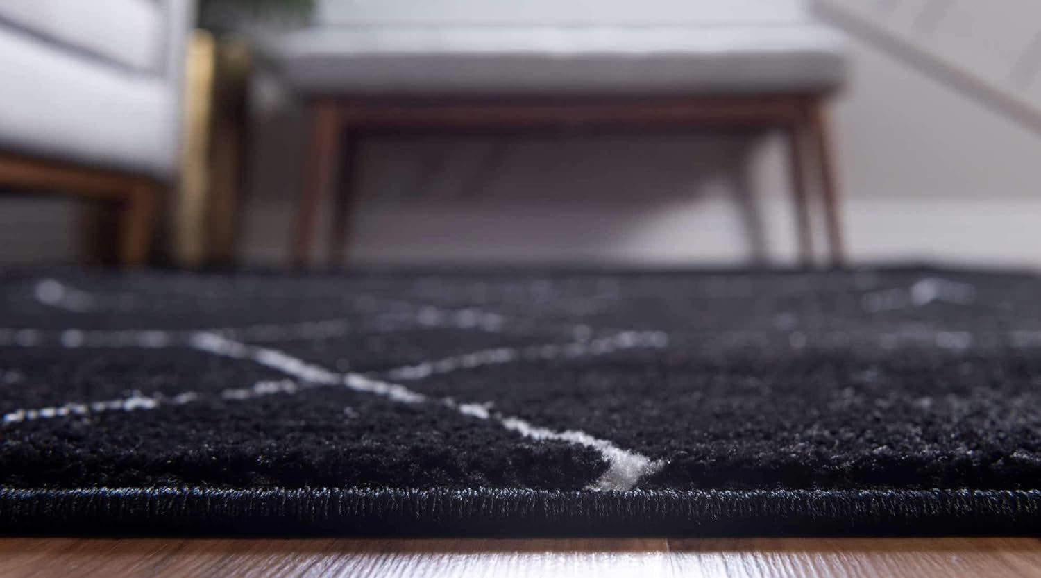 Unique Loom – Alfombra con diseño geométrico, colección Trellis Frieze (4 pies y 1 pulgada x 6 pies y 1 pulgada, negromarfil)