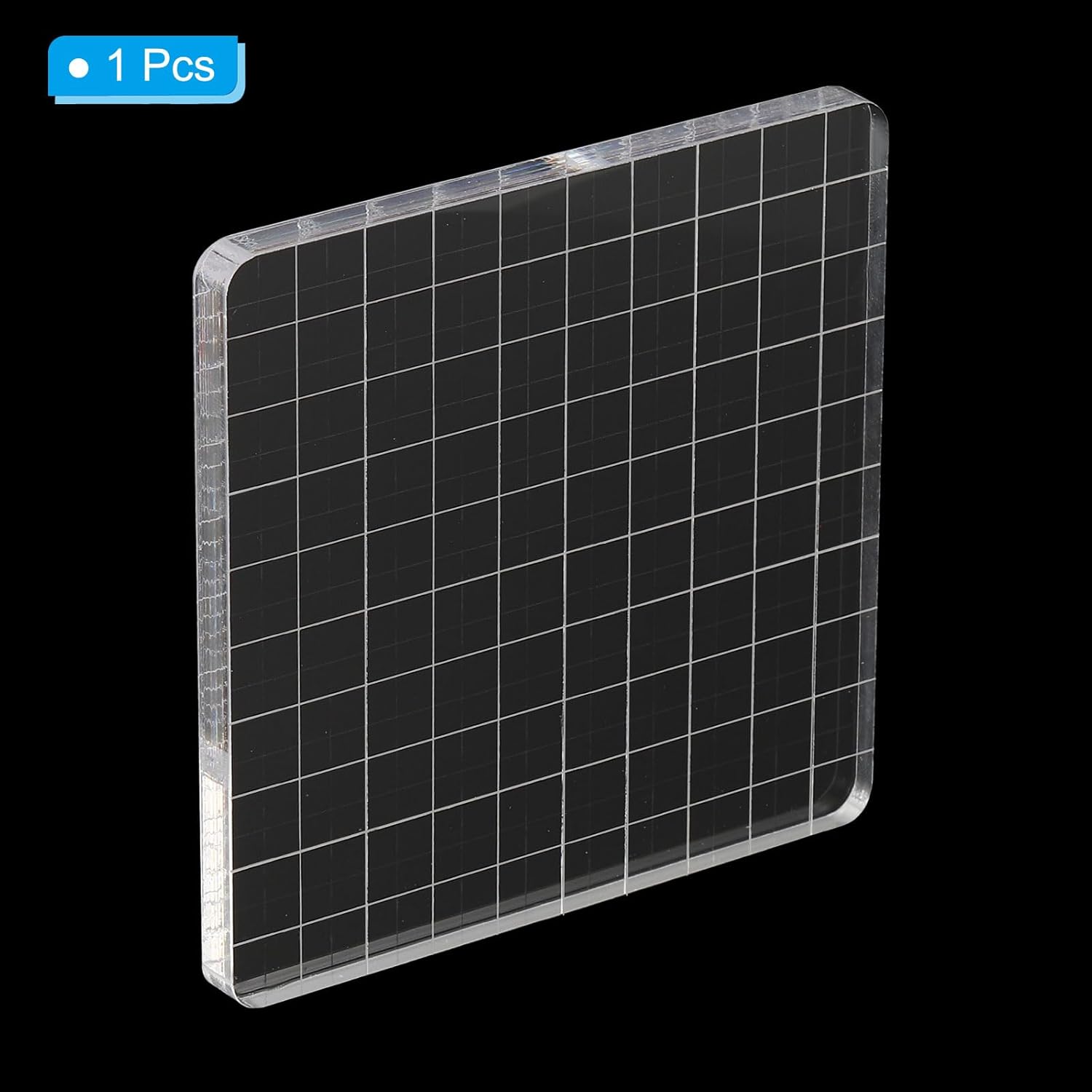 PATIKIL Bloque de sello acrílico de 4 x 4 pulgadas, bloque de estampado transparente con líneas de cuadrícula, bloques de montaje decorativos